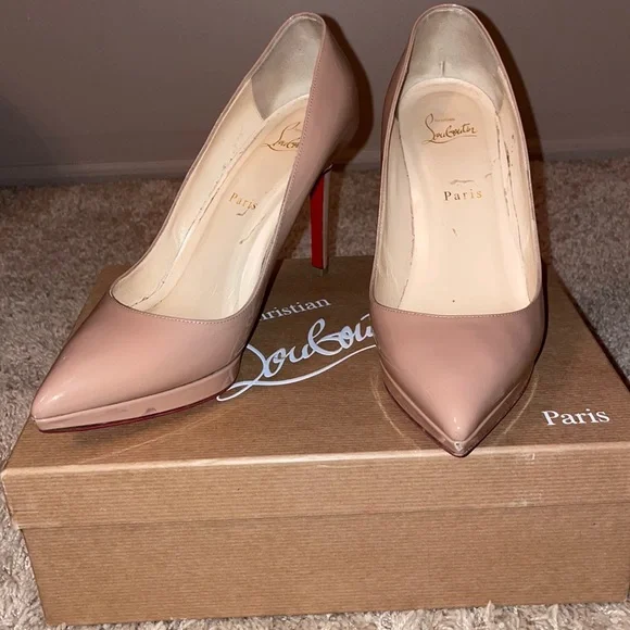 Christian Louboutin Pigalle Plato 100 mm Nude 39.5 - Picture 2 of 9
